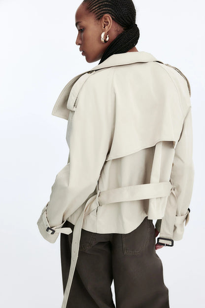 Sophia - Chic Double-Breasted Short Trench Coat