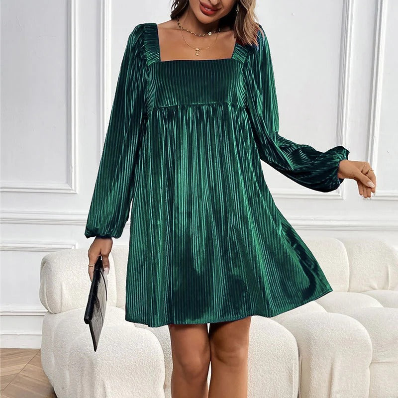 Leena - Velvet Square Neck Dress