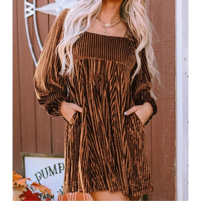 Leena - Velvet Square Neck Dress