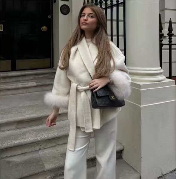 Charlotte - Elegant Short Coat with Fur Details