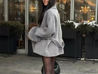 Charlotte - Elegant Short Coat with Fur Details